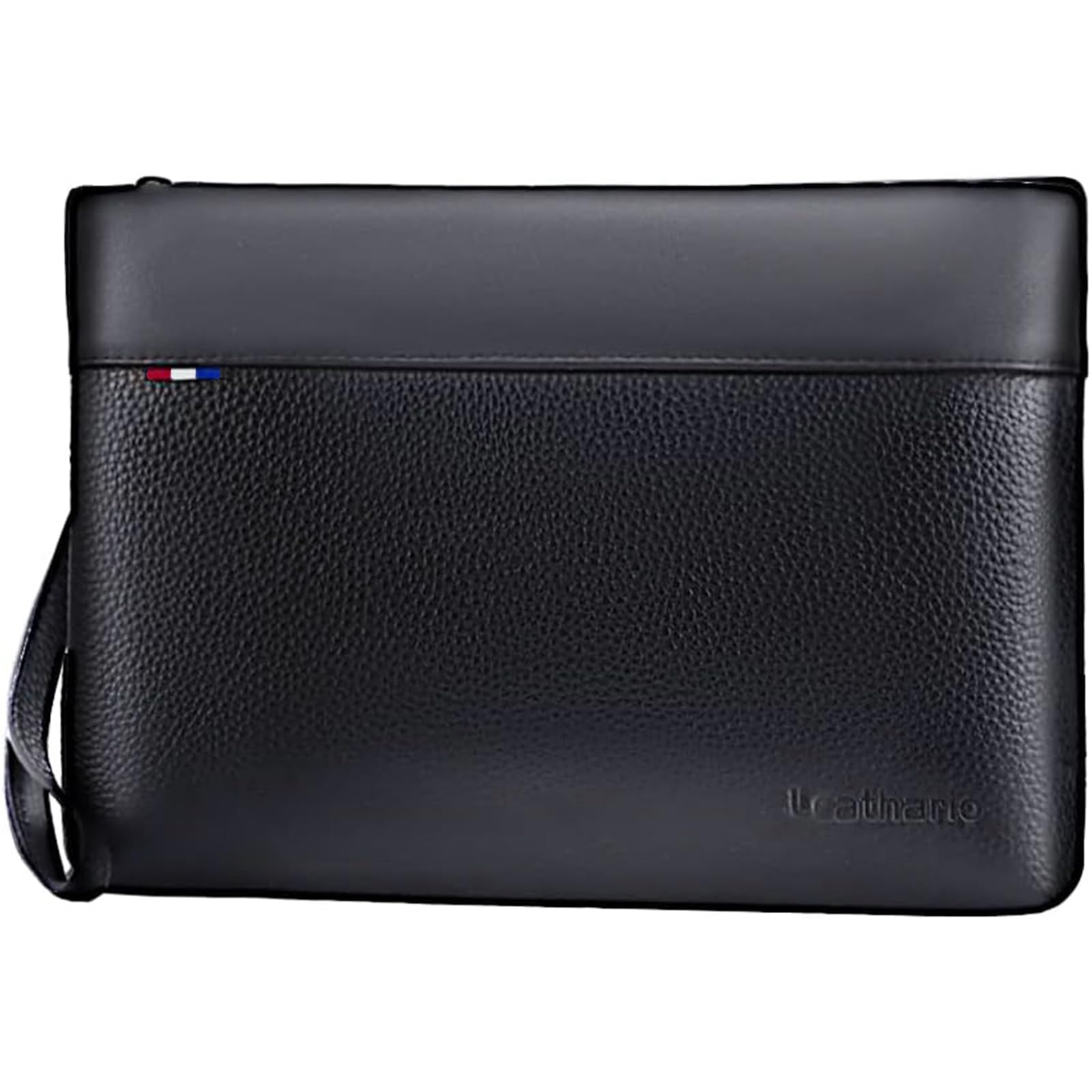 Leathario Pochette da Polso in Vera Pelle per Uomo, Borsello a Mano, Borsa Piccolo Causale, Grande Capacità per Ufficio Lavoro Conferenza Viaggio