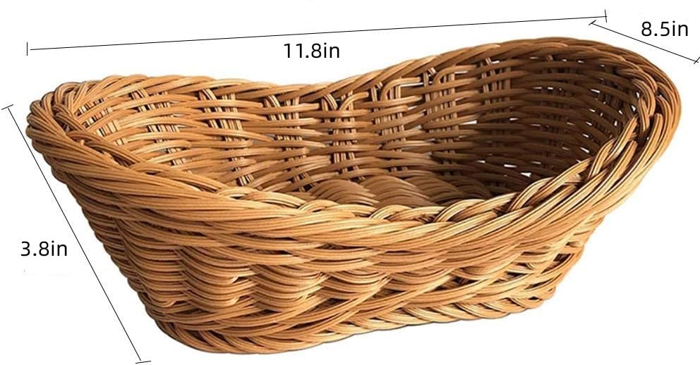 ANRUIDE 2 Pack Polyester Wicker Bread Basket Imitation Rattan Braid Basket Woven Table Food Fruit Vegetable Service Basket for Restaurant Service Display Home Outdoor Dining Room