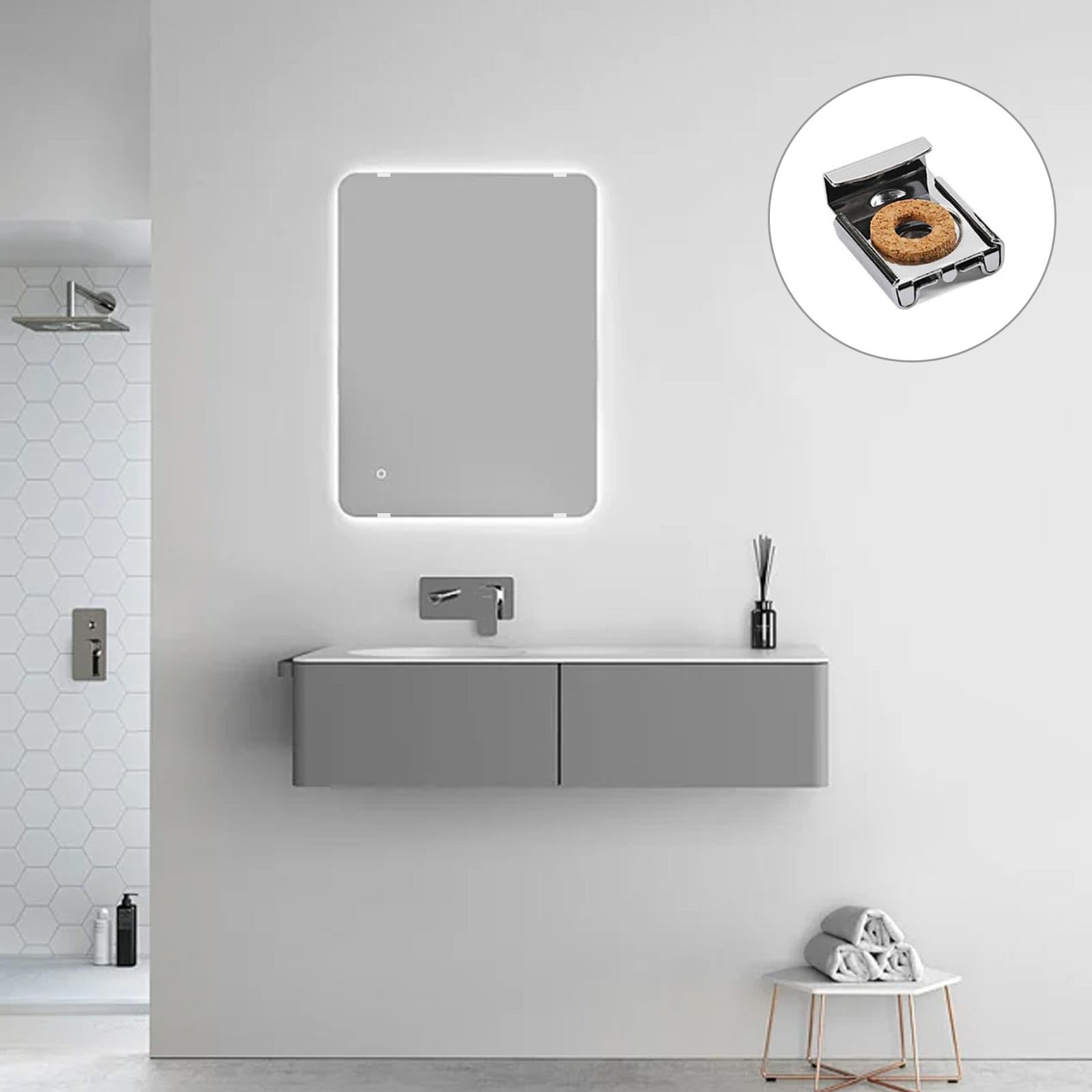 16 Pezzi Reggi Specchio, Senza Cornice Supporto per Specchio, Caricato a Molla Supporto Vetro Clip, con Perni e Viti in Argento, per Specchi Pesanti, Vetro