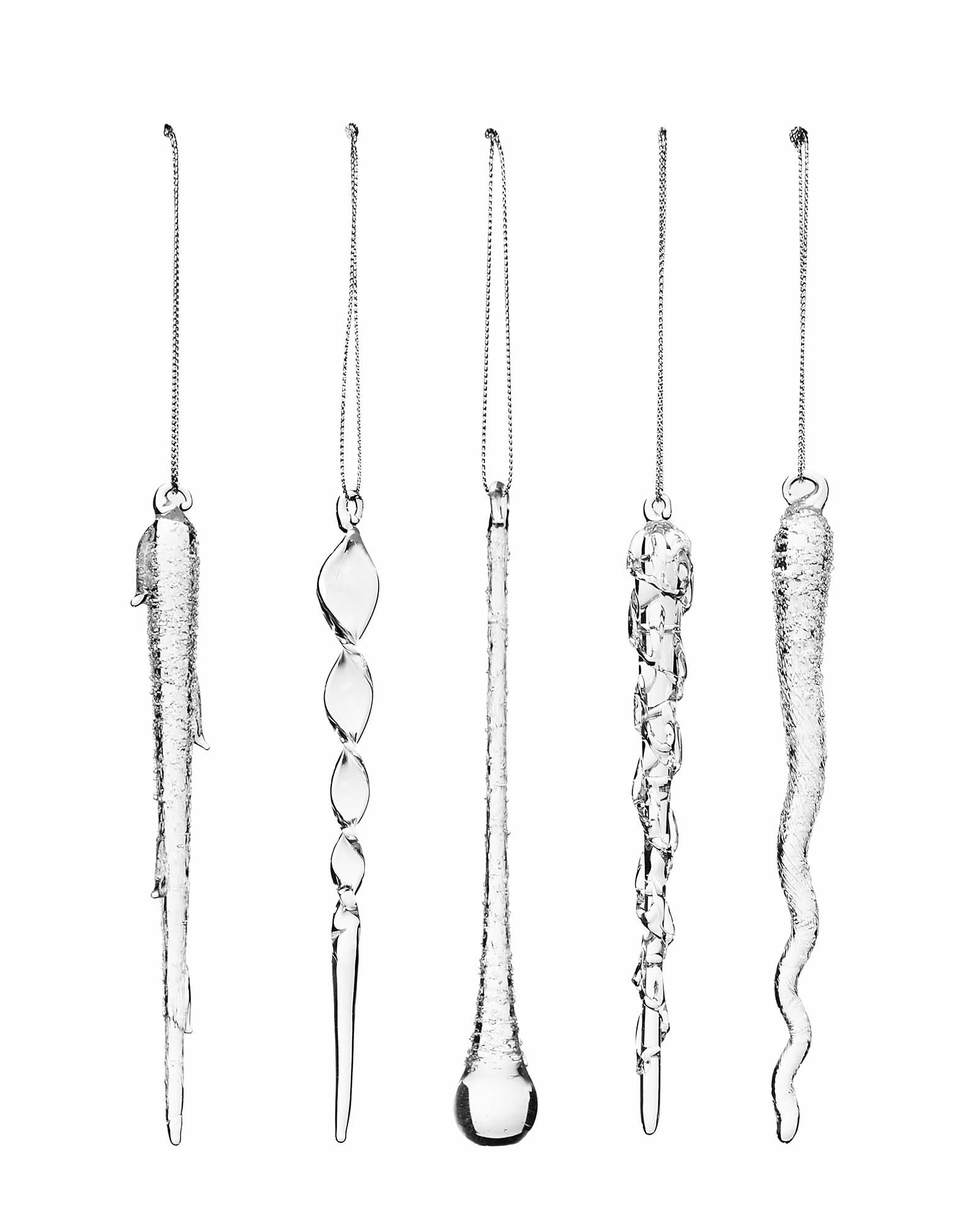 Werchristmas Clear, Frosted Set Of 20 Clear Glass Icicles – 14–15 Cm – Frosted & Clear Glass Christmas Decorations