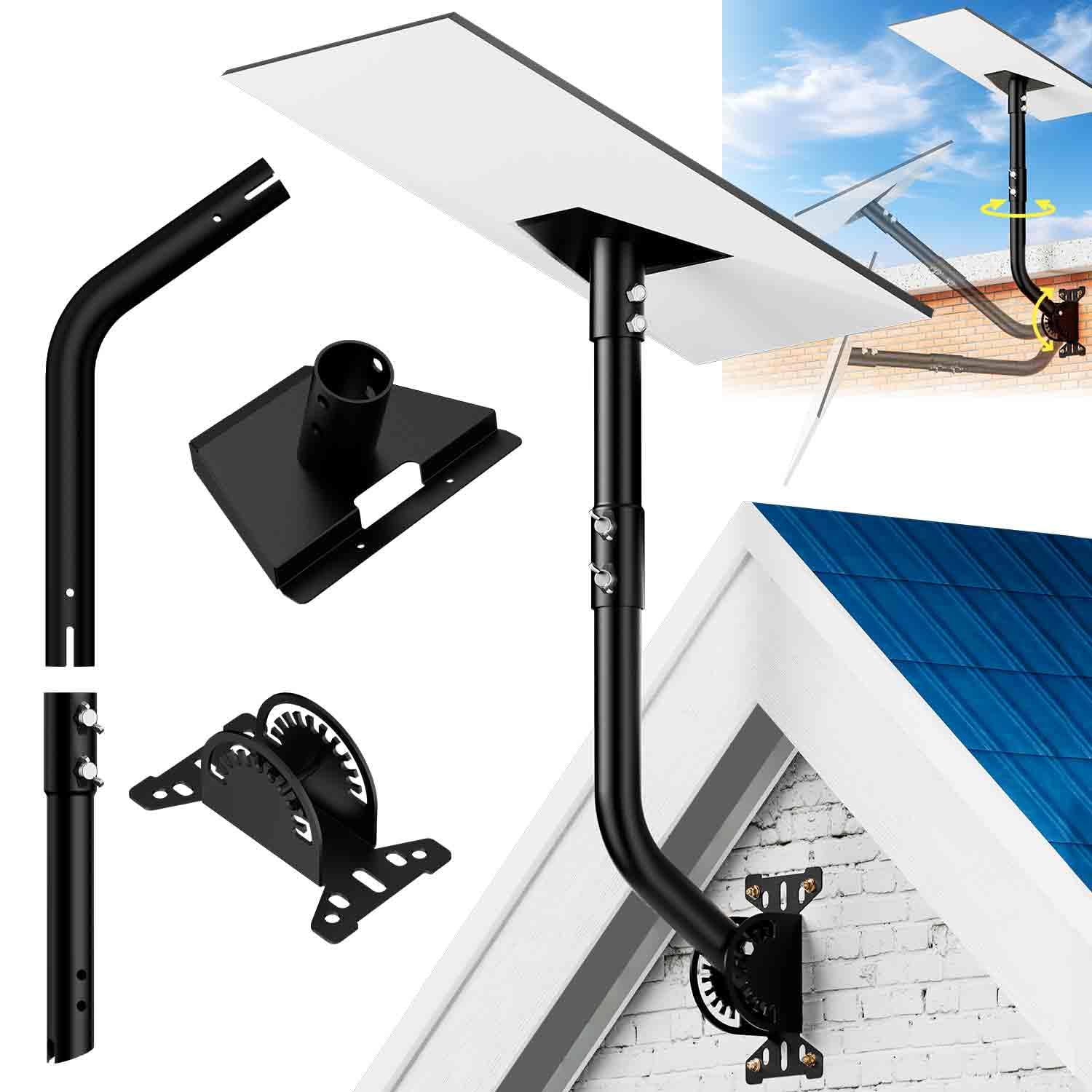 Starlink Gen 3 Mount, Adjustable Starlink Mounting Kit Compatible with Starlink V3 Standard Dish, Starlink Pole Mount+Starlink Gen 3 Pipe Adapter, Starlink V3 Wall Mount/Roof Mount Eave Installation