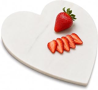 CKB LTD Marble Chopping Board for Kitchen Cover, Countertop, White | Large 27 cm Heart Natural Stone Chopping Boards for Food Preparation, Meat, Fish and Vegetables Durable, Non-slip