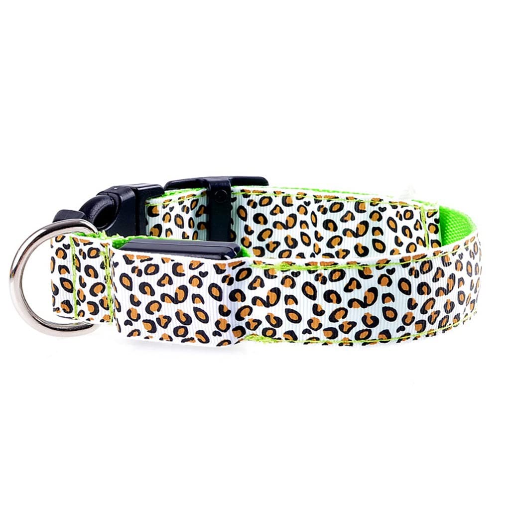 Haustierhalsband, LED, leuchtendes Halsband, Teddy, Hundehalsband, Welpen, Leopardenhalsband, Grün, groß