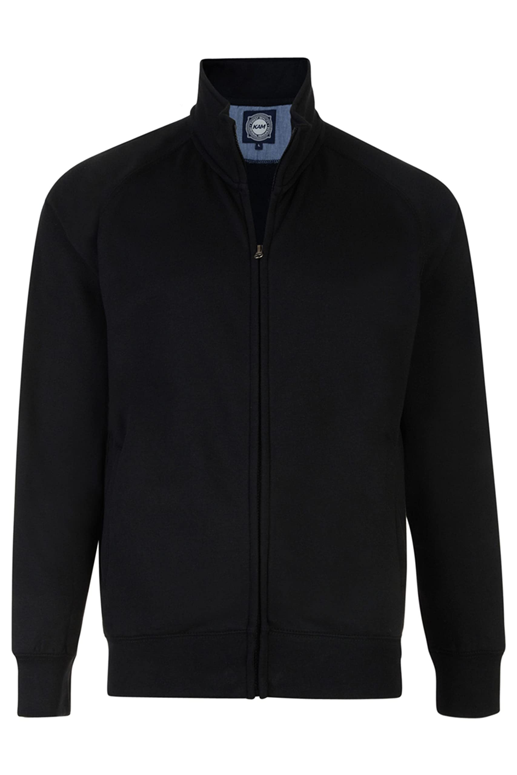 KAM Big & Tall Zip Through Sweatshirt - Men's Black