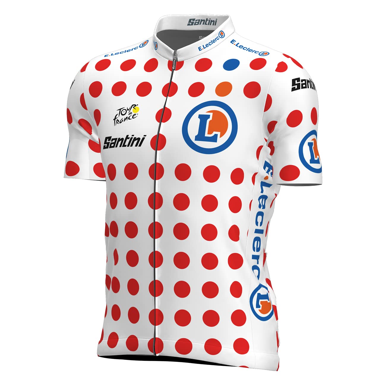 Santini Radtrikot Road Tour De France Leader des Berges, Punkte / Blanc, XXL