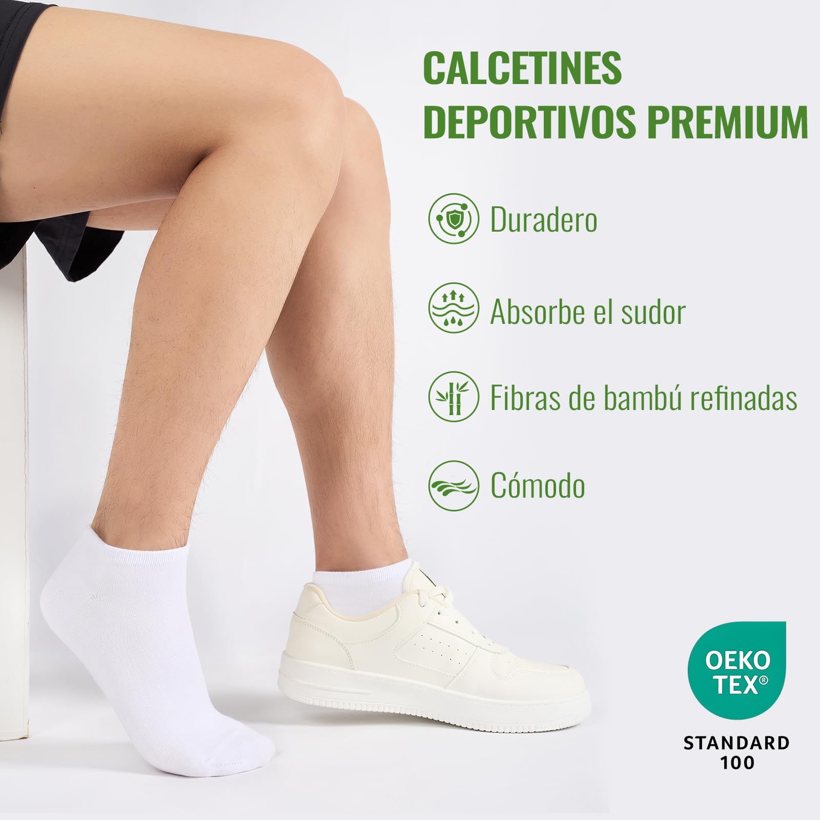 10/20 Pares Calcetines Tobilleros Hombre Mujer De Bambú – Calcetines Cortos Hombre Verano, Absorción Humedad, Ultra Suaves, Transpirables, Anti-Sudor, Negro | Blanco | Gris | Azul