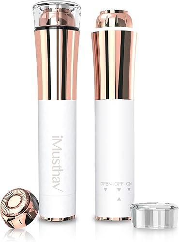 Miniatura 1 de iMusthav Mini removedor de vello facial para mujer, cabeza hipoalergénica chapada en oro de 18 quilates, luz LED de 360 grados. Diseño compacto apto