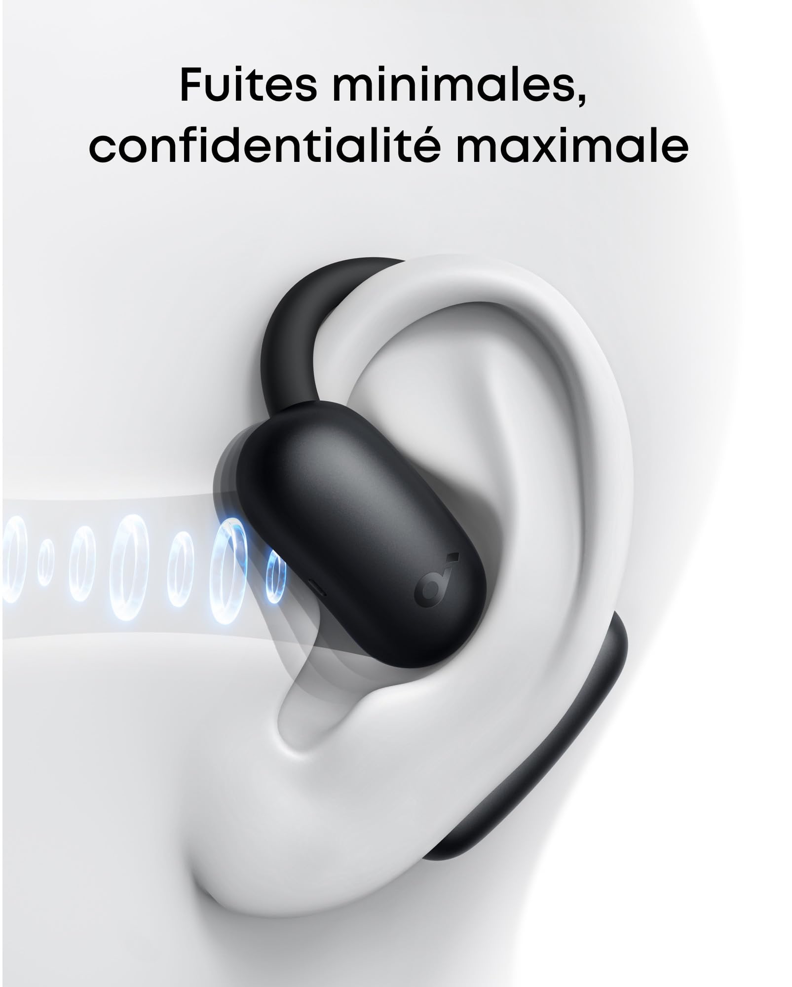 soundcore AeroFit 2 by Anker, écouteurs oreilles libres, 4 positions réglables, basses 2x plus riches, Hi-Res, autonomie 42h, IP55, appels clairs avec IA, chargement sans fil, traduction en temps réel
