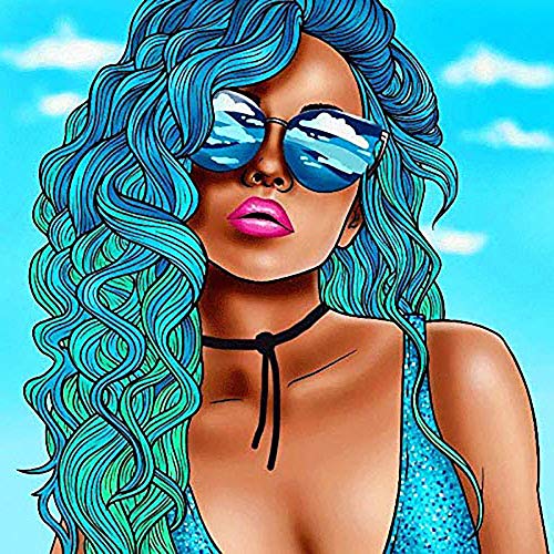 Viiegor Diamond Painting Kits Complets Femme Africaine, Broderie Diamant Painting Complet Ragazza, Peinture Diamant Point De Croix Diamant Arts Craft Pour Home Décoration Murale 35x35cm Cover