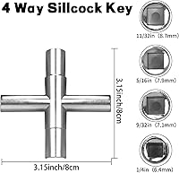 Vista 3 de Juego de 2 piezas de llaves sillcock de 4 vías, 1/4", 9/32", 5/16", 11/32, llave de agua de acero para llave de biberon de manguera, llave