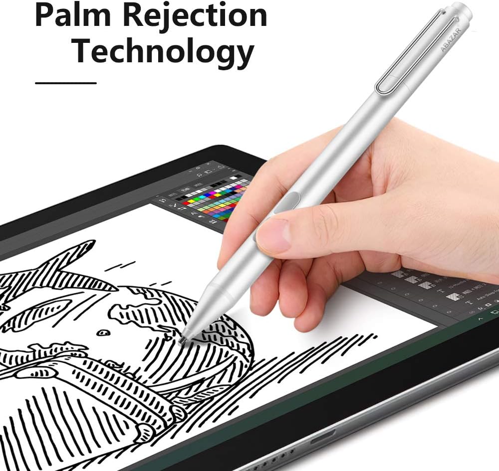 Pen for Microsoft Surface, Certified Active Touch Stylus, Compatible with Surface Pro X/7/6/5/4/3, Surface Go 2, Surface Laptop/Book 2/3, 1024 Level Pressure, Palm Rejection, AAAA Battery, 4 Pen Tips