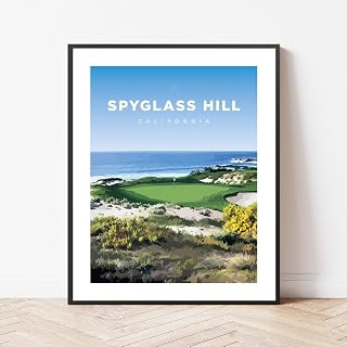 Nationcog Spyglass Hill California Golf Poster, Unframed, Golf Minimalist Travel Retro Art, Giclee, Matte Print Gift Office Home Decor (9x11)