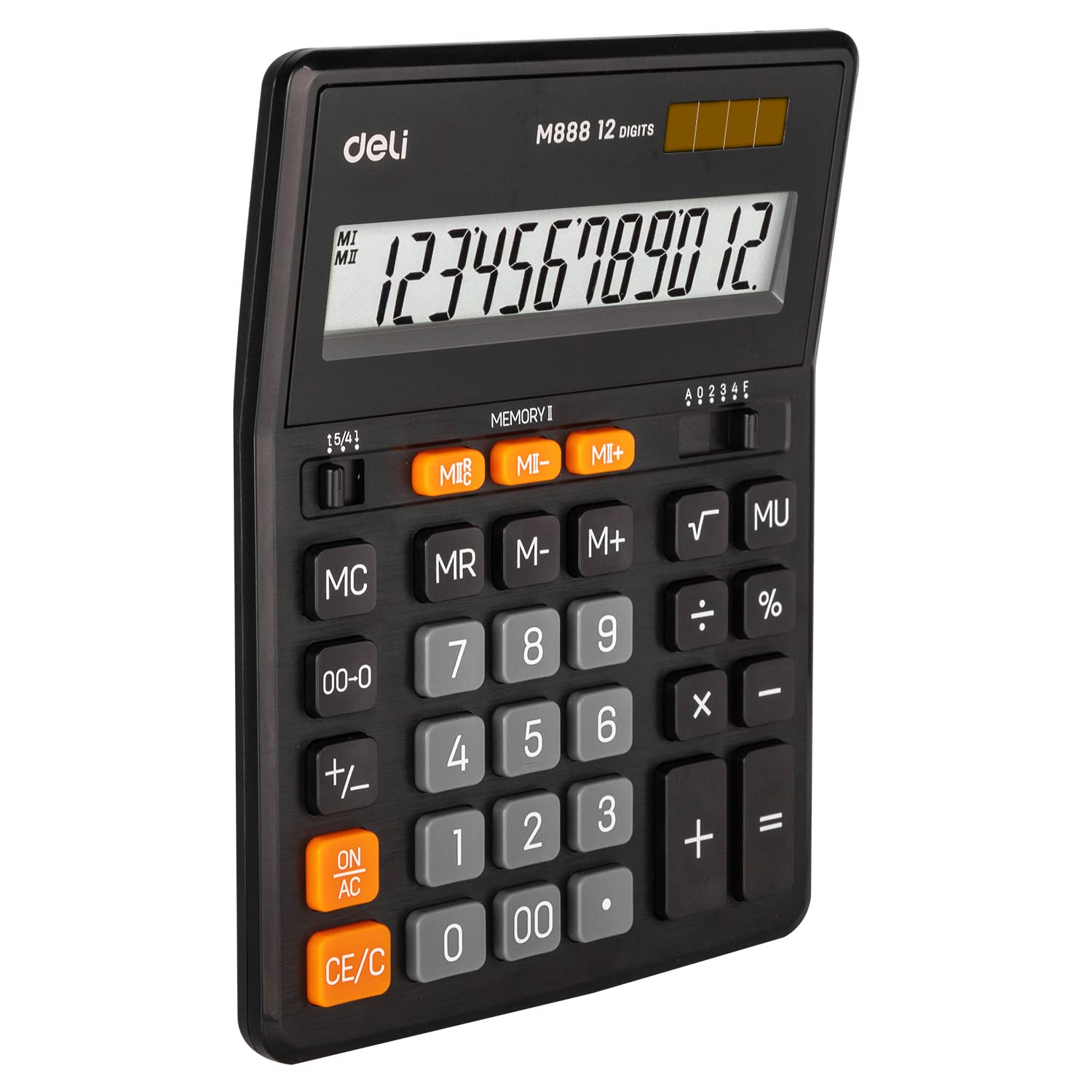 CALCULADOR DELI 12 POSICIONES CON MEMORIA DUAL NEGRO