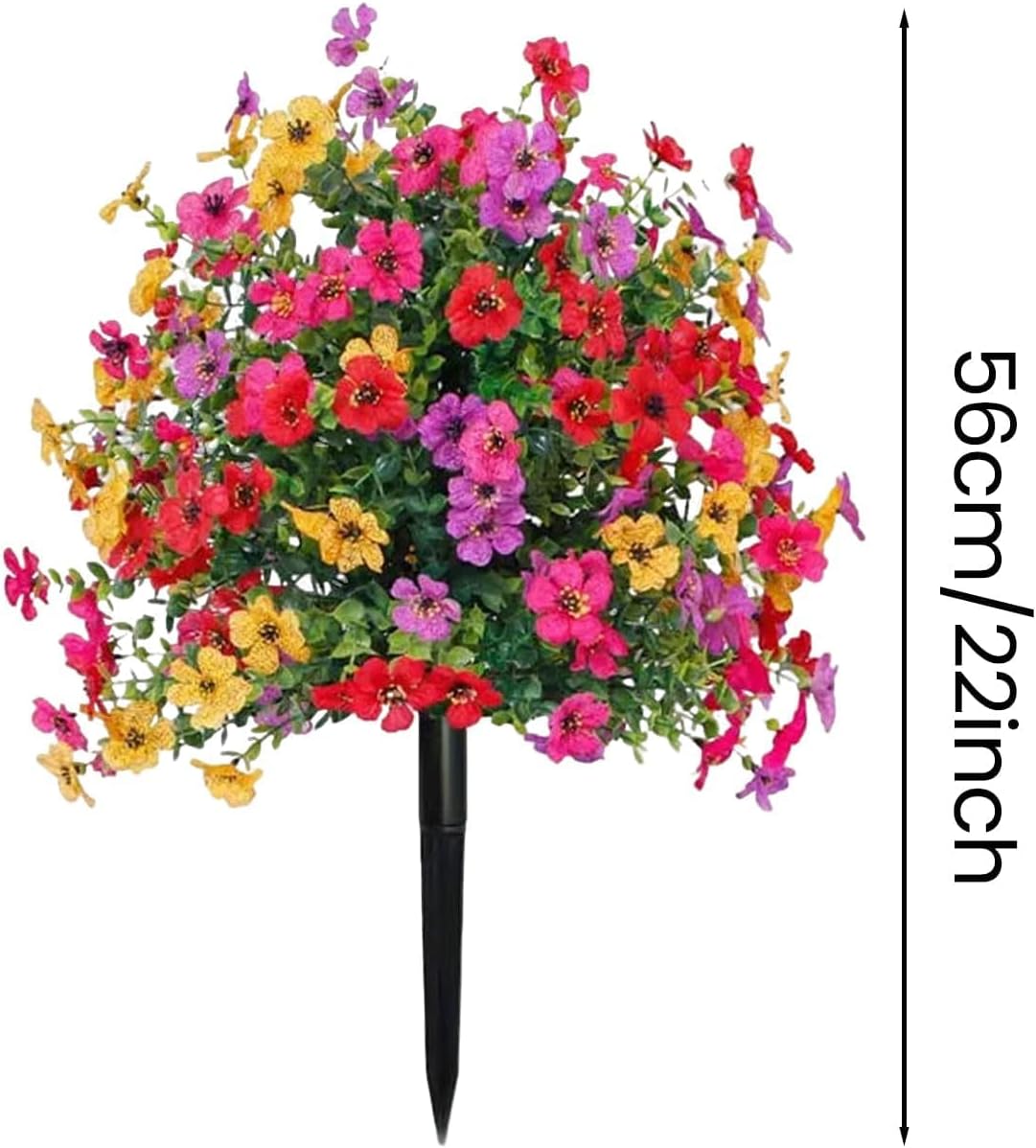 Artificial Flowers with Ground Stake, 22" Ground Plugs Flowers for Outdoors Indoor with Stakes, Faux Violet Flower Garden Stakes, UV Resistant Waterproof Silk Flowers for Garden, Planter, Porch (2PCS)