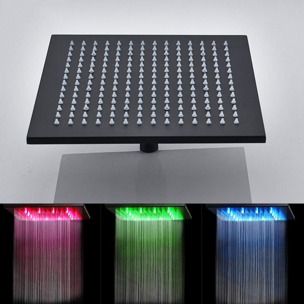 Sistema de ducha, grifo de ducha de baño oculto, termostático LED, juego de grifos de baño de latón superior con boquilla giratoria, juego de ducha de lujo de bronce frotado con aceite, 10 pulgadas