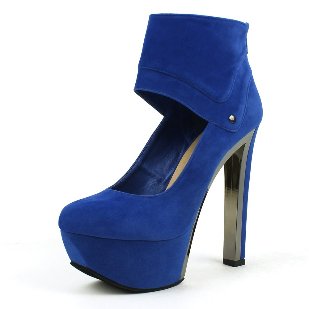 Mark & Maddux Women's Sivina-03 Ankle-wrap Chrome Platform Pumps