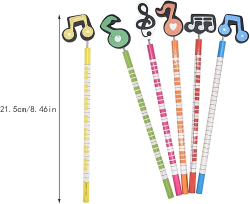 Miniatura 4 de 12 lápices temáticos de música, lápices de notas musicales, lápices de madera para niños, lápices de rayas de colores, lápices de rayas para