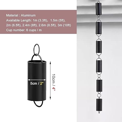 Miniatura 2 de WQS88RDX Rain Chain Rain Chains for Replacement Gutters and Downspouts, Aluminum Cylinder Rain Collector Chain(260cm8.5ft)