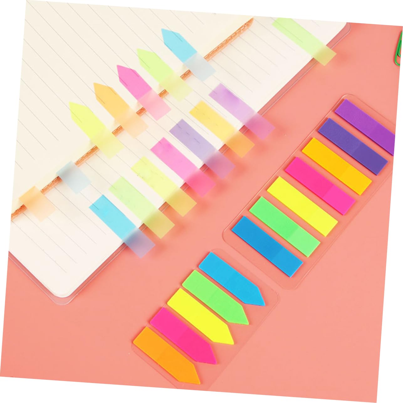 NUOBESTY 36sätze Farbige Sticky Tabs Wasserdichte Index-tabs Für Bücher Notizen Und Dokumente Selbstklebende Markierungsstreifen Für Schule Und Büro Pet-material Stripes Arrow