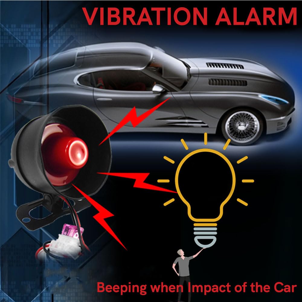 UniV/e*rsal Dispositif d'alarme de voiture, dispositif d'alarme de voiture, système d'alarme de vibration pour voiture 12 V, convient pour les voitures DC 12 V