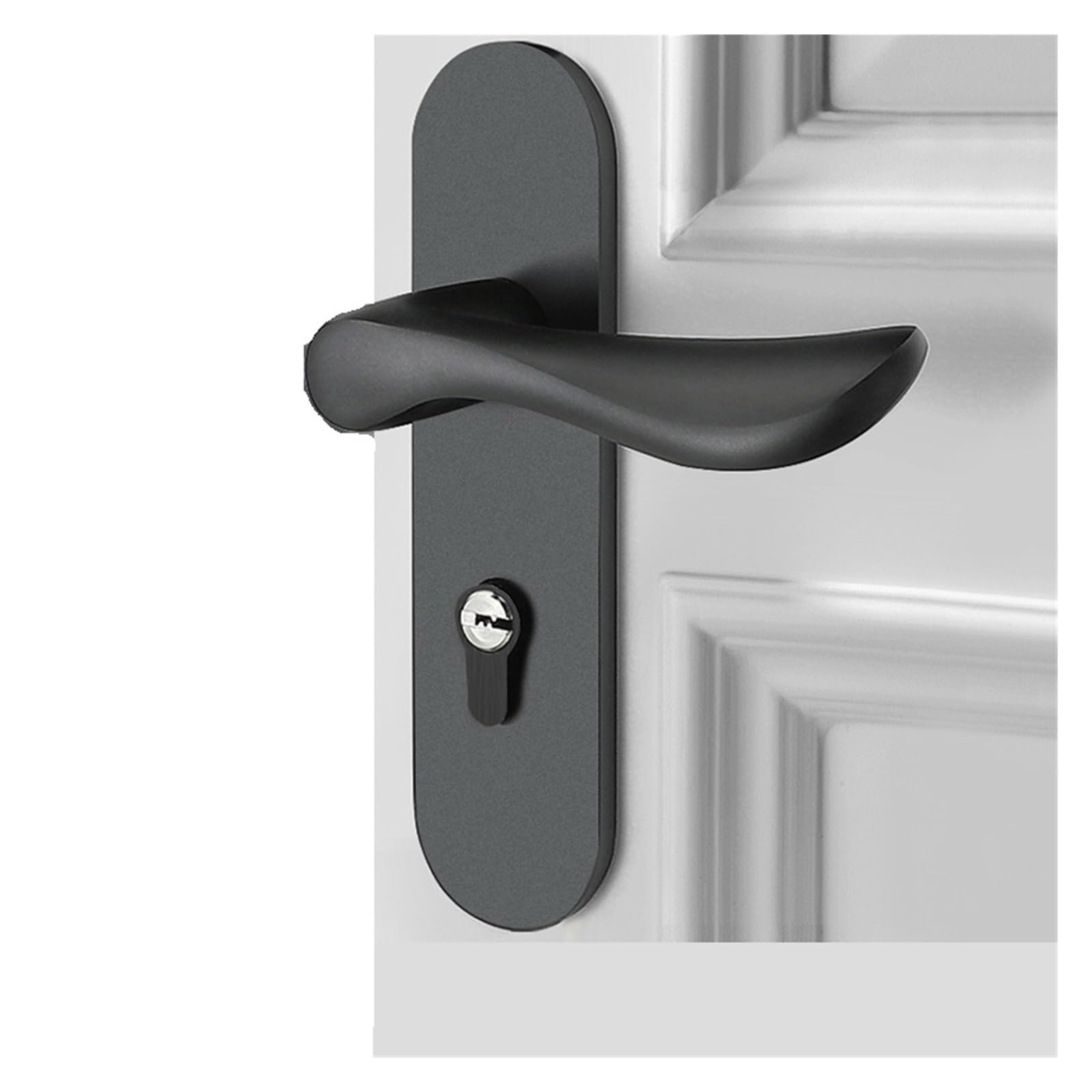 Cerradura de puerta para interiores silenciosa y manija negra de dormitorio de madera