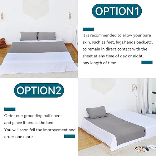 Miniatura 9 de Grounding Sheets - Sábanas de medio tamaño para un mejor sueño, 95% algodón de alta calidad + 5% fibra plateada, sábana encimera de conexión a