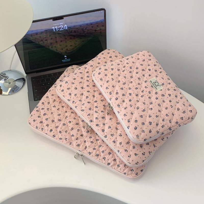 Funda Floral Acolchada Para Laptop de 13 Pulgadas Rosa miniatura 3