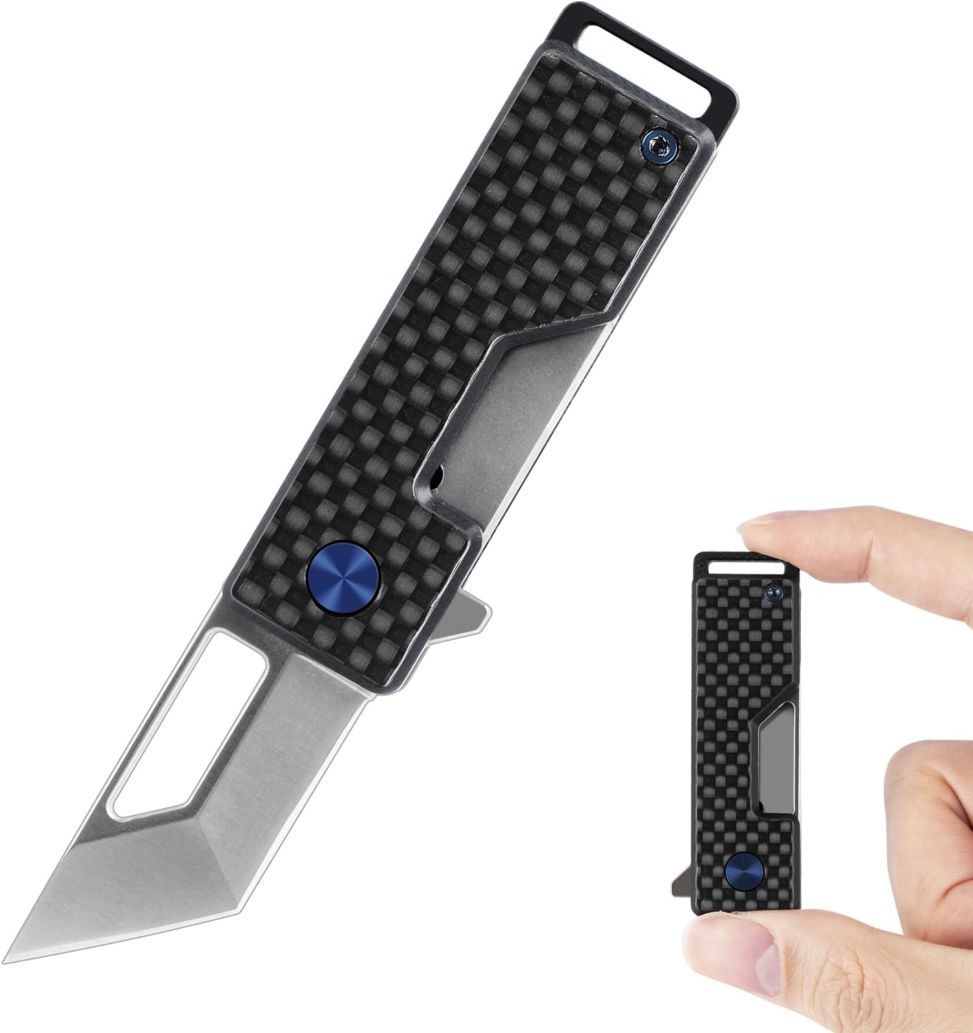 Small Pocket Knife for Men, Keychain Box Cutter with 1.6" D2 Steel Tanto Blade, G10 Handle, Razor Sharp Folding Utility Knife, Cool Knives, EDC Gadgets for Outdoor Camping, Everyday Carry