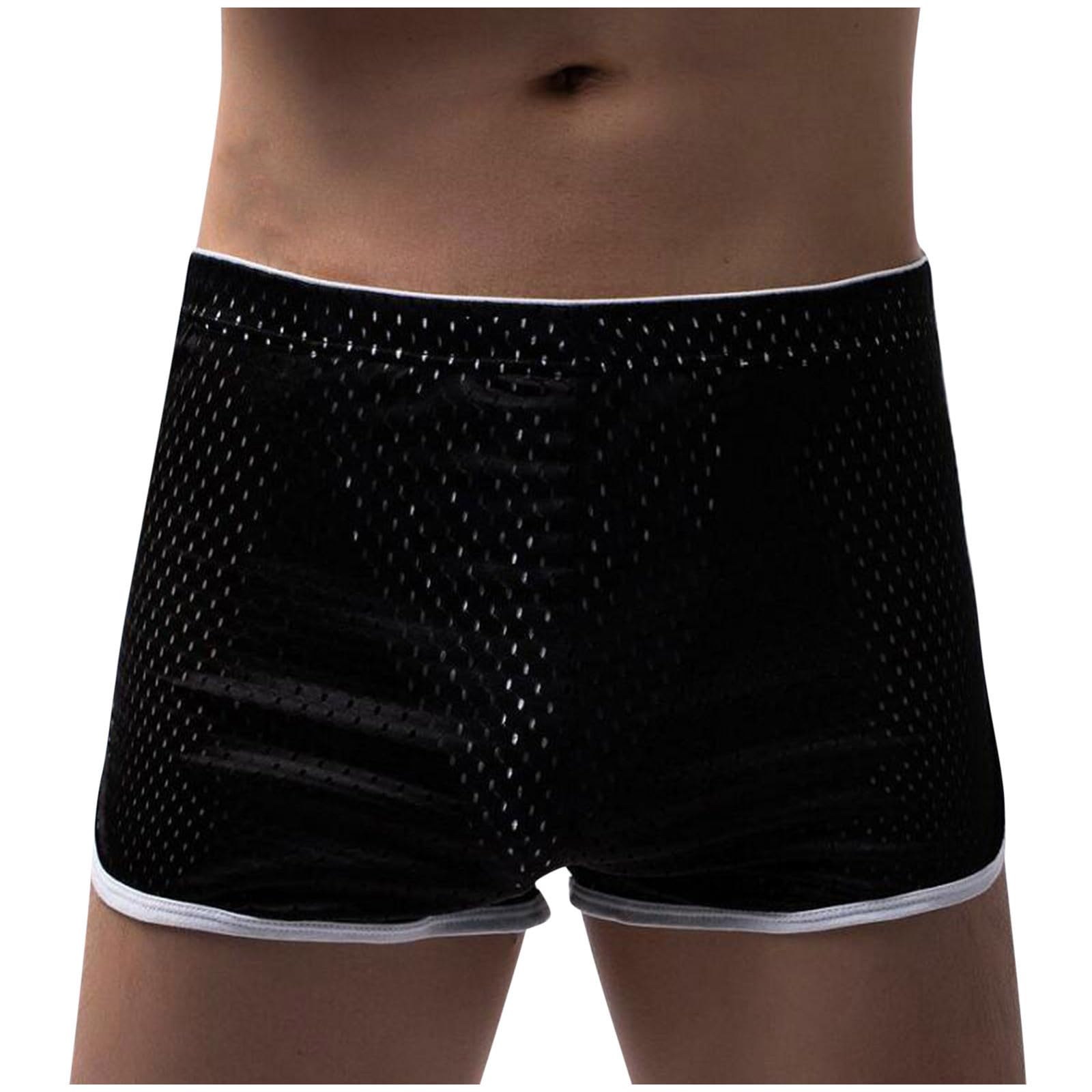 Mens Shorts Mesh Hollow Openwork Drawstring Lounger Underwear Split Sides Lounge Shorts Breathable Soft Comfy Bottoms Swim Trunks Sleep Bottoms Pajama Pants Beach Workouts Running Sports