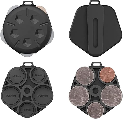 Miniatura 7 de ljhnba Caja de almacenamiento de monedas de plástico con 5 compartimentos para organizador de cambio de coche para caja de retención de cuartos