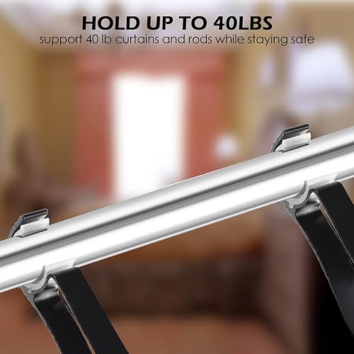 Miniatura 5 de Juego de 20 soportes para barra de cortina, resistentes soportes para barra de cortina, ganchos para barra de cortina, ganchos a granel para pared