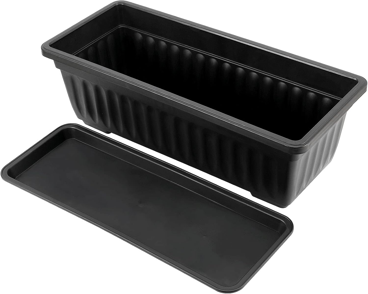 JOIKIT 17 Inches Black Plastic Planter Box, 6 Packs, Good Drainage, Indoor Outdoor Usage, for Garden, Windowsill, Patio, Balcony