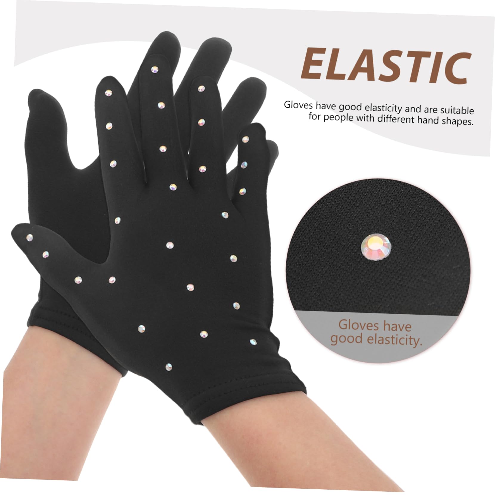 PartyKindom 5paare Glitzernde Eiskunstlaufhandschuhe Mit Strass Für Partys Und Bühnenaufführungen Atmungsaktive Und Bequeme Skating-Handschuhe Für Mädchen Und Frauen Schwarz
