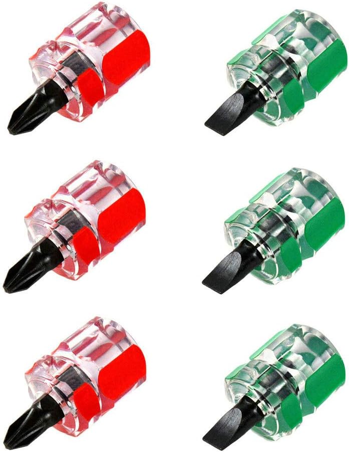 6-Pieces Mini Short Screwdrivers, Stubby Phillips Slotted Star-Head Micro Screwdriver for Split Car Fender Repair