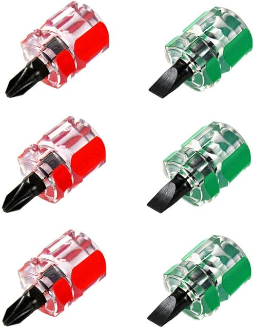 6-Pieces Mini Short Screwdrivers, Stubby Phillips Slotted Star-Head Micro Screwdriver for Split Car Fender Repair