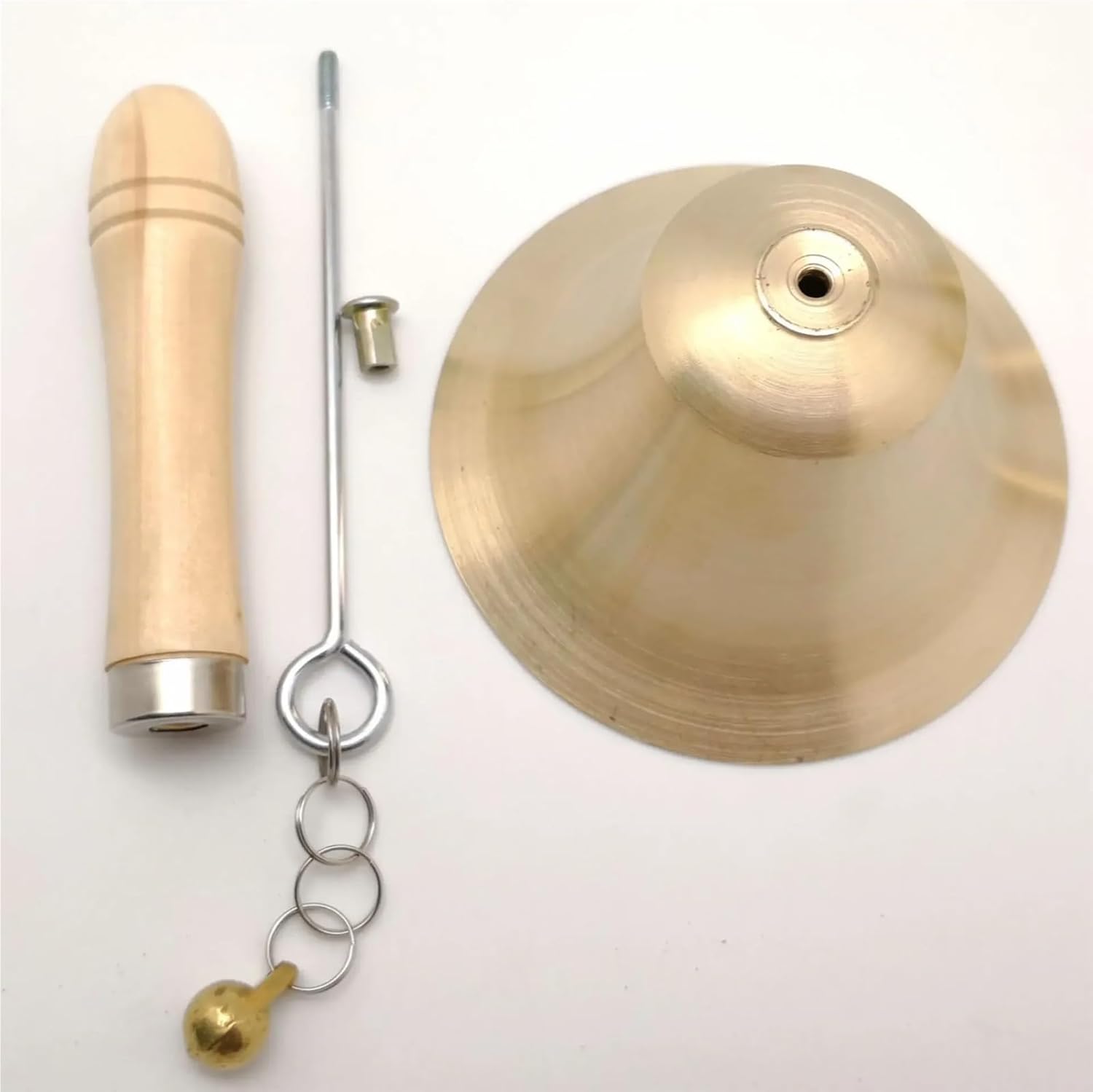 hand bell 1/4/8pcs Wooden Handle Copper Bell For Reception Dinner Shop Hotel Church Hand Rattle School Handbell Bells Decor(8pcs)