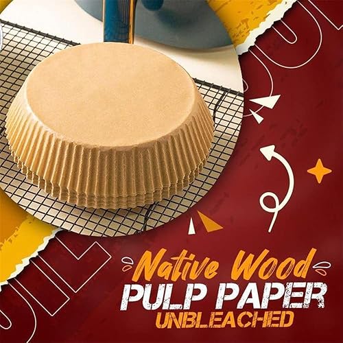 Miniatura 5 de Forro de papel desechable para freidora de aire, papel pergamino natural, antiadherente, papel de cocina para freidora de aire, a prueba de aceite,