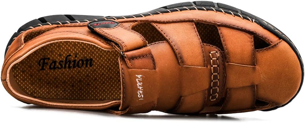 Honeystore Men's Closed-toe Hollow Sandals Plus Size Leather Shoes Casual - Image 3