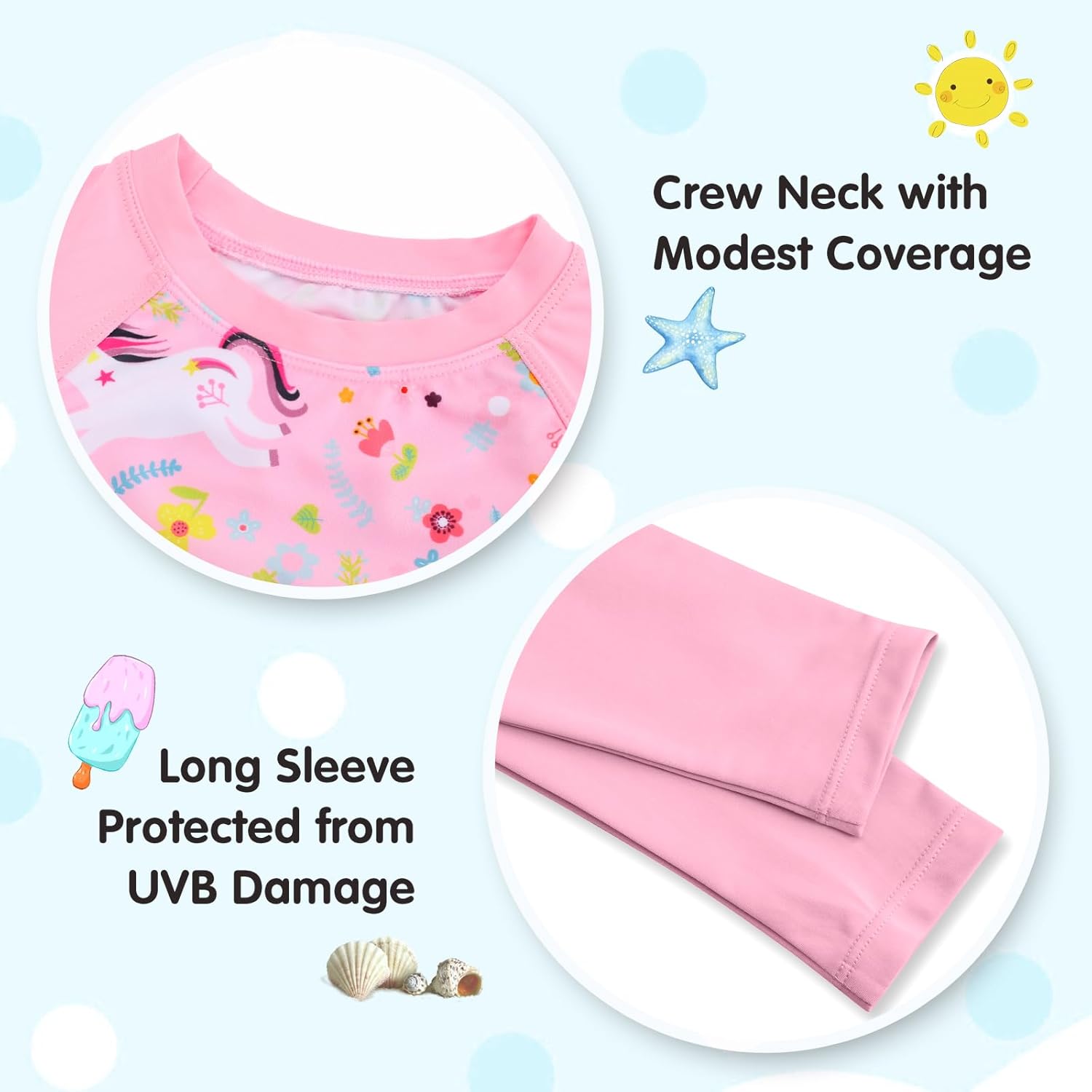 Girls Rash Guard Swimsuit Long Sleeve Tankini Sets Two Pieces Bathing Suit Swimwear UPF 50+ Sun Protection - Image 3