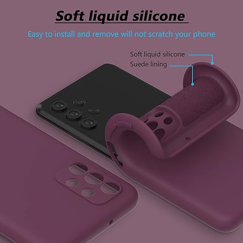 Miniatura 3 de Neseovge Funda de teléfono para Samsung Galaxy A23 5G4G con 3 protectores de pantalla de vidrio templado, TPU de silicona líquida suave con forro de