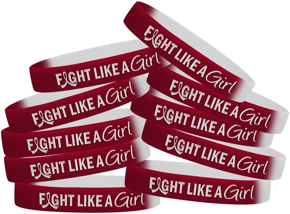 Fight Like a Girl Hybrid Silicone Wristband Bracelet (10 Pack)