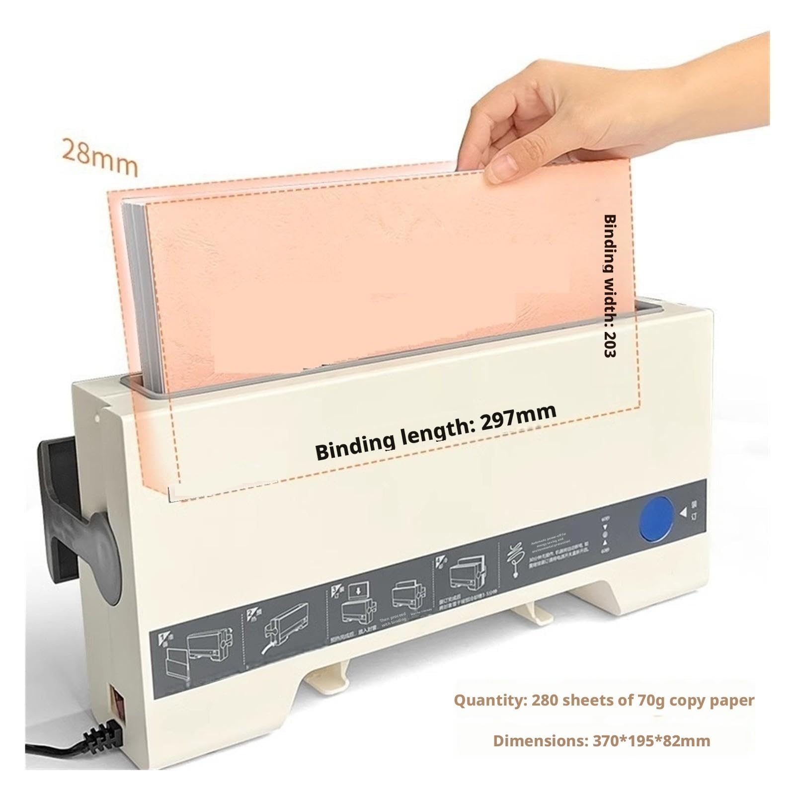 Raccoglitore elettronico a caldo A4 280 fogli Rilegatrice Materiale for libri Documento contrattuale Fattura Progetti scolastici domestici