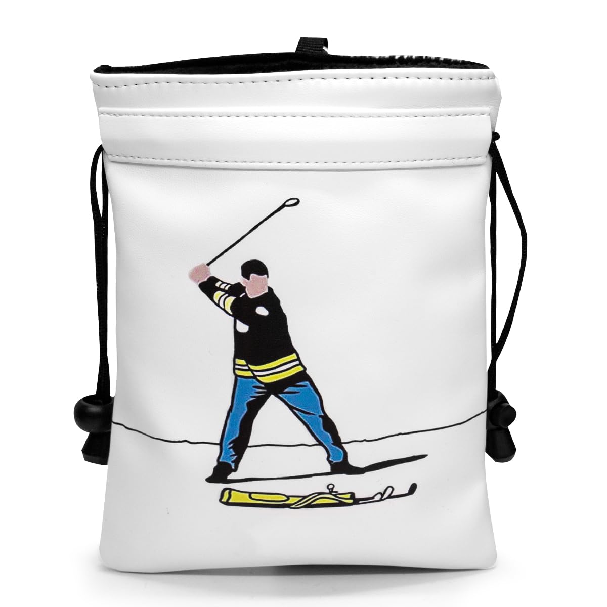 Funny Golf Valuables Bag with Drawstrings Synthetic Leather Tee Pouch for  Men, White Gifts for Golfer