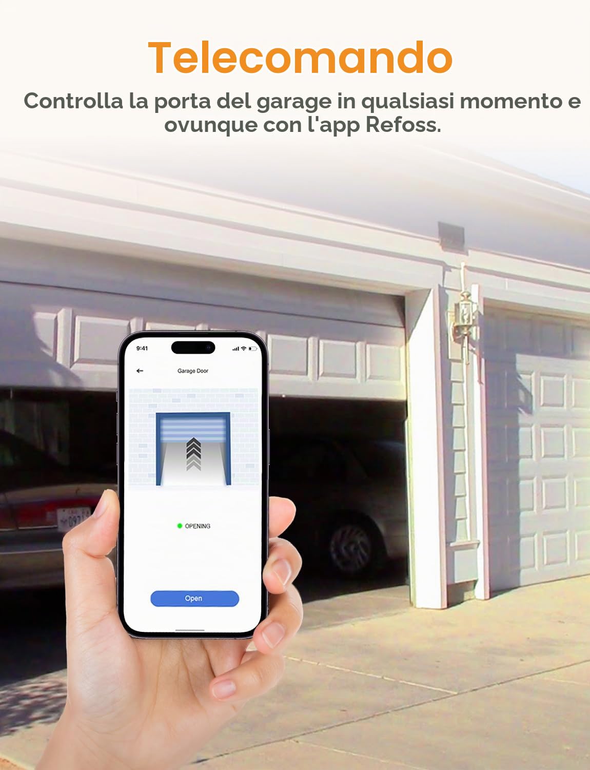 Refoss WiFi Apriporta Garage Door Opener Smart Apricancello Intelligente, APP Controllo Remoto, Compatibile con Apple HomeKit, Alexa, Google Home, Nessun Hub Richiesto