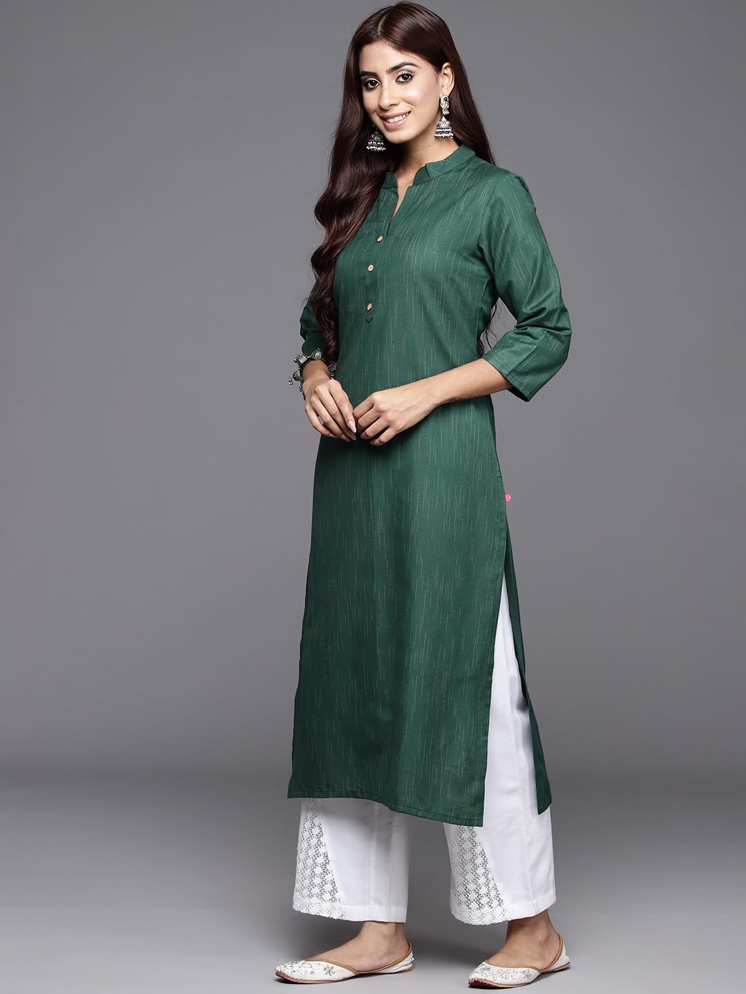 Varanga Women's Cotton Kurta (Vkur1888_Sea Green