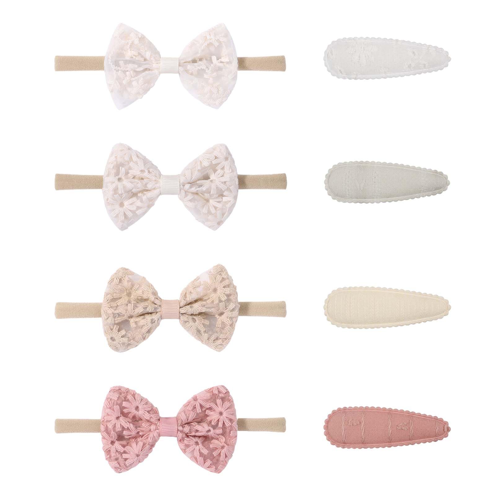 Newborn Baby Headbands, 8pcs Baby Headband Infant Kids Hair Bows & Clips Set