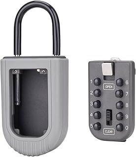 CJCXYJCY Key Lock Box, for Families, Hotels, Offices, Realtor Key Lock Box Safe Lock Box 10-Digit Push Button Combination Safe Vault - Portable Outdoor Storage Key - Door Handle or Fence Mount.