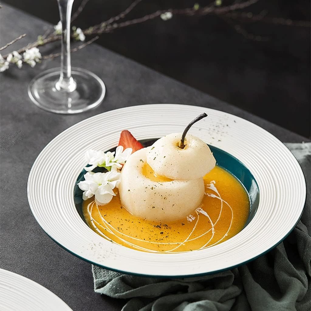 Ceramic plates,dessert plates,Plates Ceramic Plate Brushed Cutlery Steak Plate Ceramic Dessert Straw Hat Plate Restaurant Pasta Plate Back Kitchen Tableware(25cm)