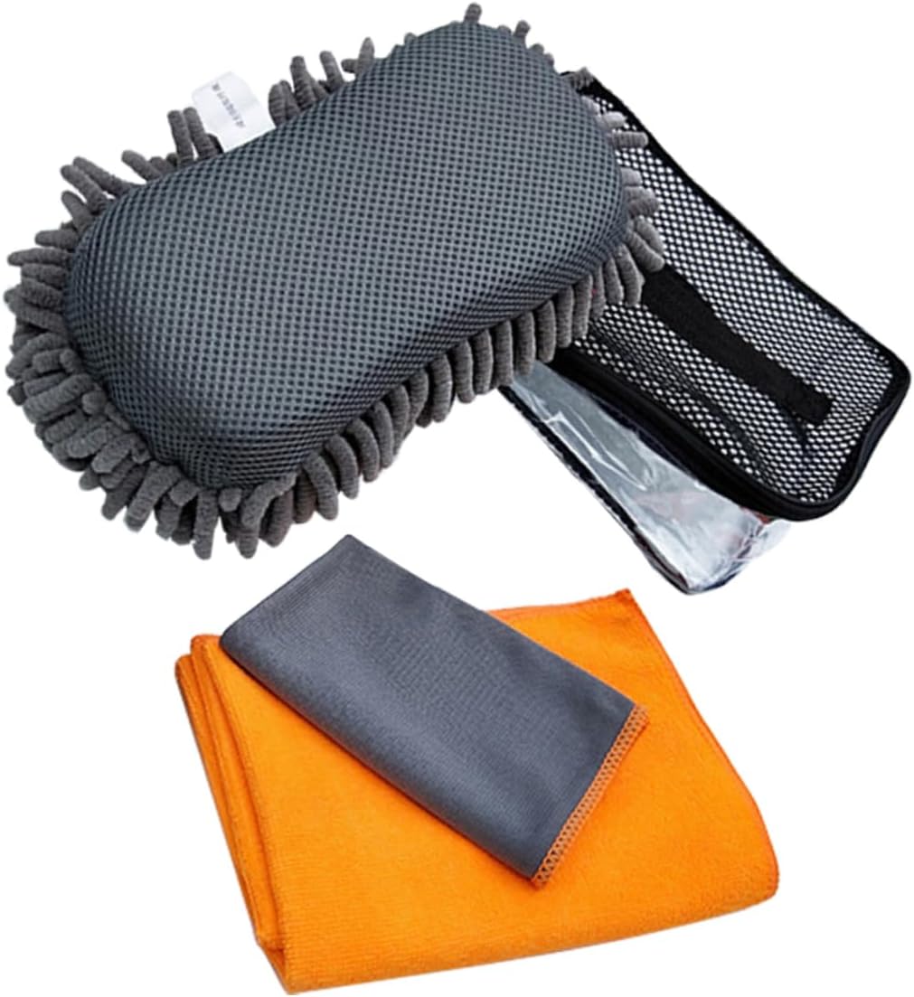 CHILDWEET Automotive Cleaning Kit with Ultra-Absorbent Towels Portable Sponge Block and Versatile Cloth for Car Detailing Home Cleaning and Maintenance Needs Set
