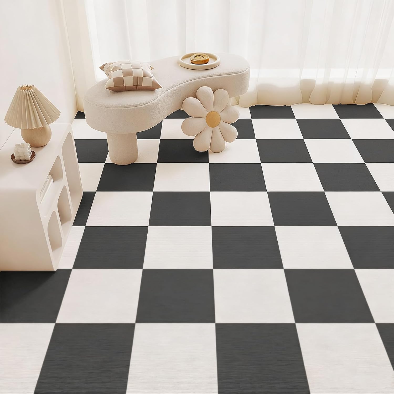 24 * 24in Peel and Stick Carpet Tiles, Self Adhesive Floor Squares with Extra Soft Pad, Easy Installation for Bedroom, Living Room, Office, Rental (10, Dark Gray)